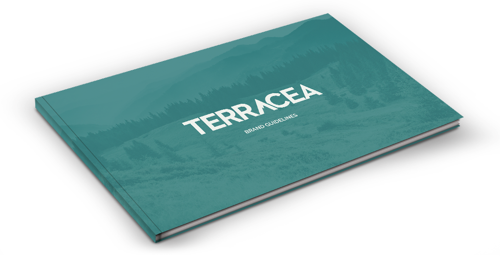 A thin book titled TERRACEA Brand Guidelines